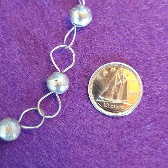 32'' Vintage Sterling Silver Handcrafted Bead Wire-Wrapped Long Chain Necklace - Picture 9 of 12